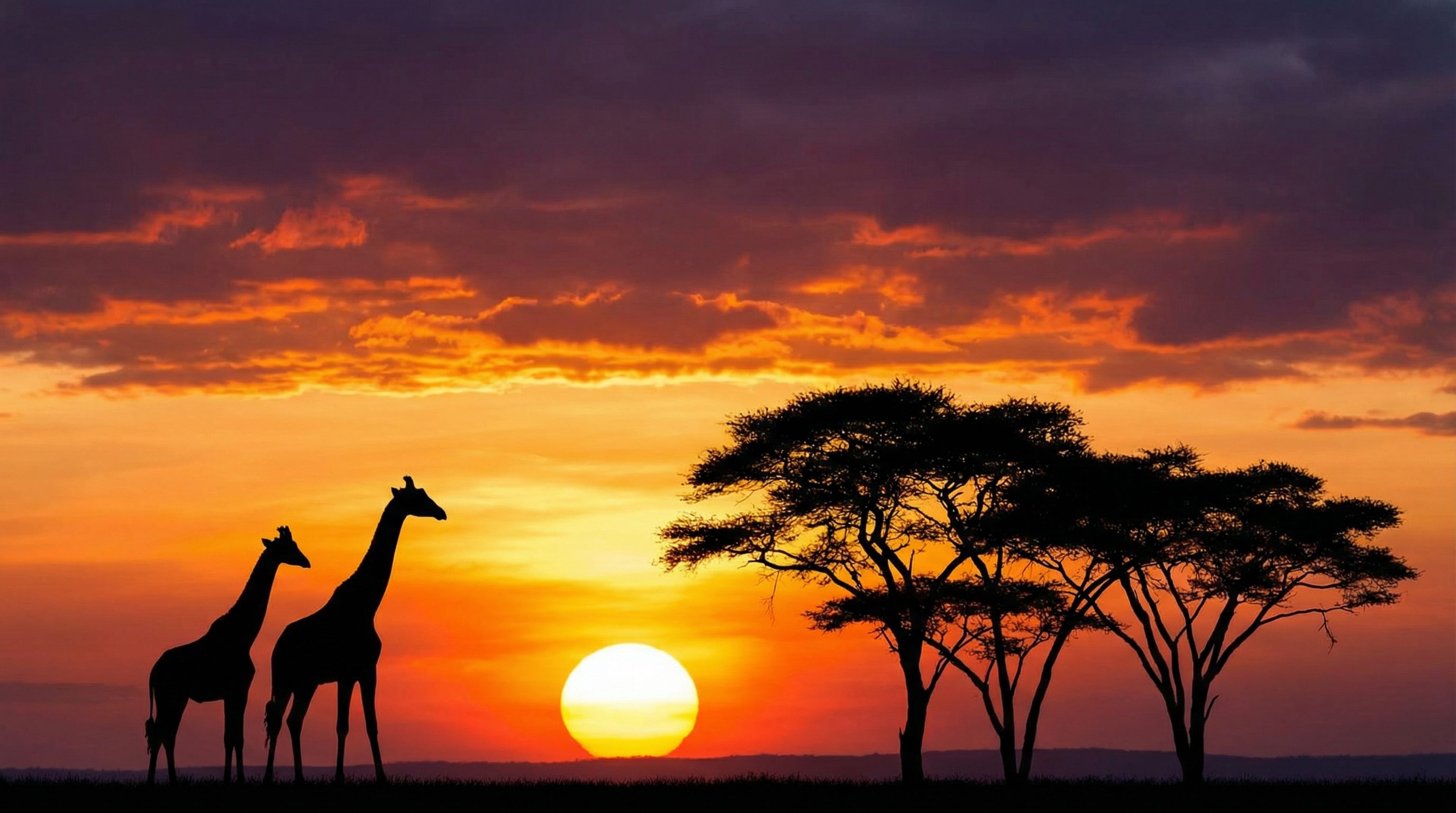 抖阴短视频：长颈鹿日落剪影